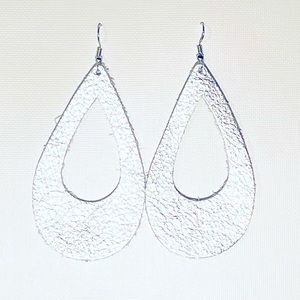 Real Genuine Leather Earrings - Silver